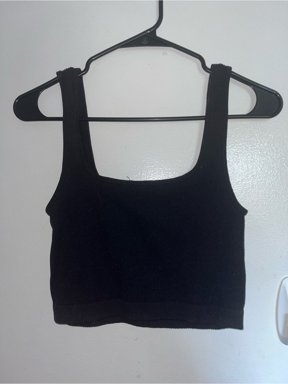 Zara Black Ribbed Square-Neck Crop Top